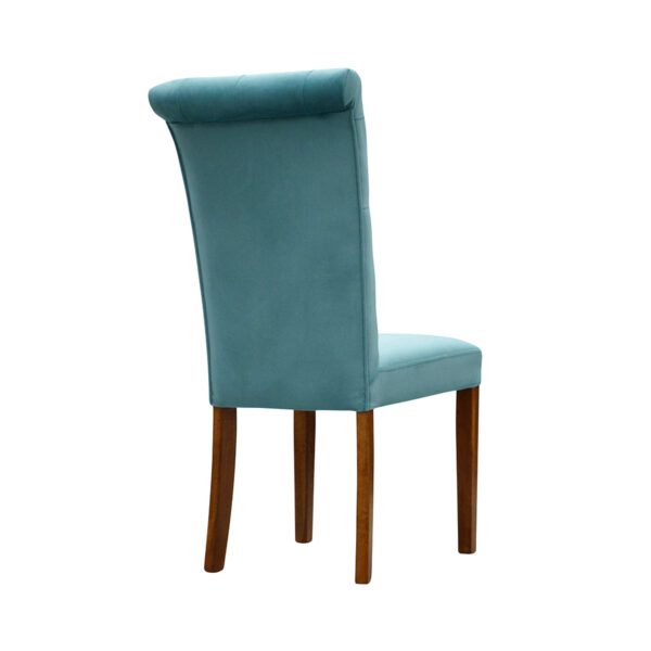 Błękitne krzesło tapicerowane na drewnianych nogach Antoinette