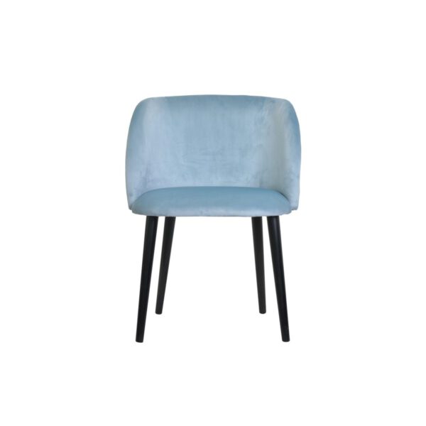 Fotel błękitny welurowy nowoczesny do salonu na drewnianych nogach Livia
