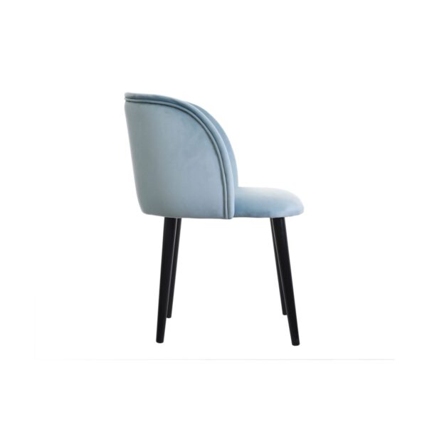 Fotel błękitny welurowy nowoczesny na drewnianych nogach Livia