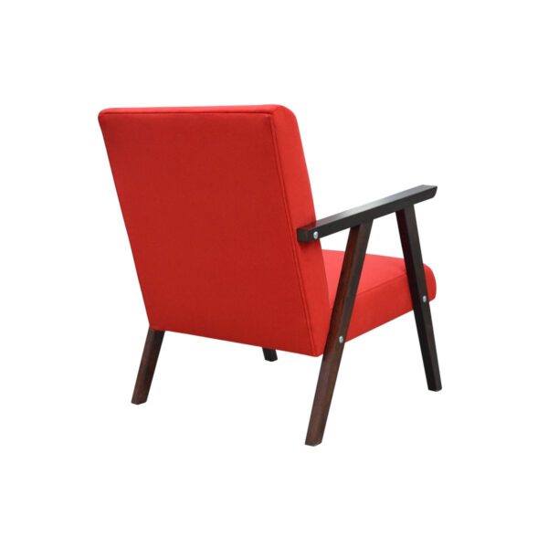 Fotel czerwony do salonu na drewnianych nogach PRL