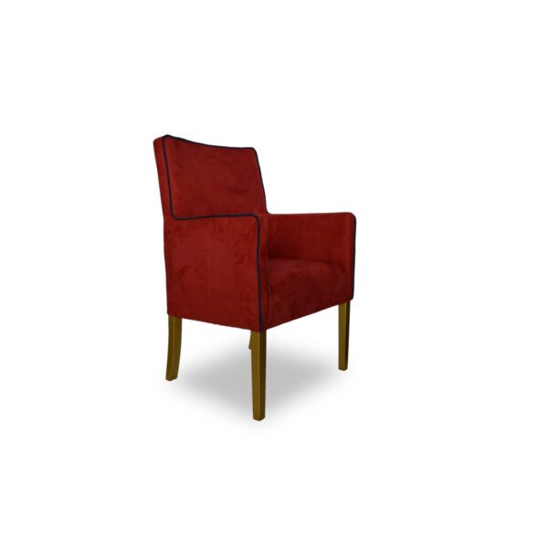 Fotel czerwony welurowy nowoczesny do salonu na drewnianych nogach Prosty
