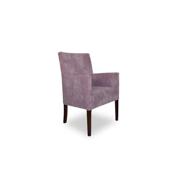 Fotel fioletowy welurowy nowoczesny do salonu na drewnianych nogach Prosty