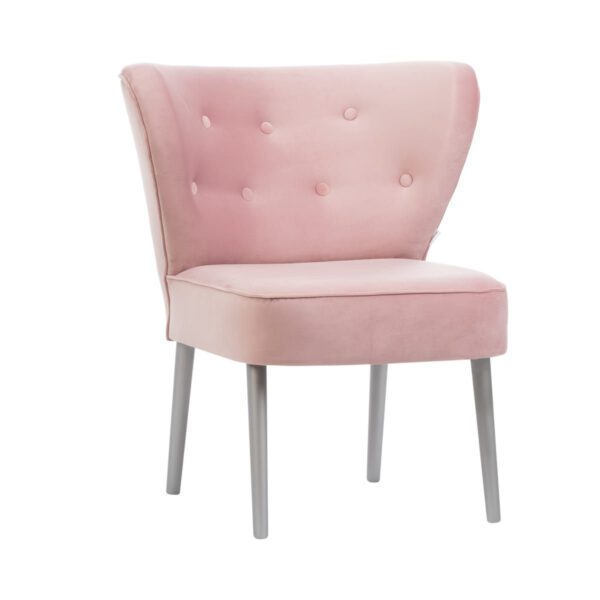 Fotel różowy nowoczesny do salonu na drewnianych nogach Klubowy