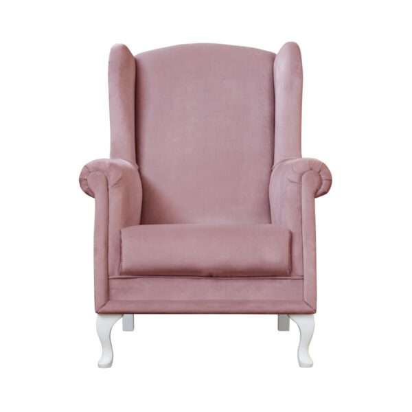 Fotel różowy welurowy nowoczesny do salonu Uszak Carmen
