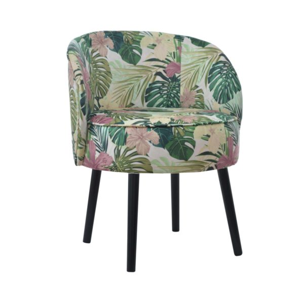 Fotel w kwiaty nowoczesny do salonu na drewnianych nogach Fabio