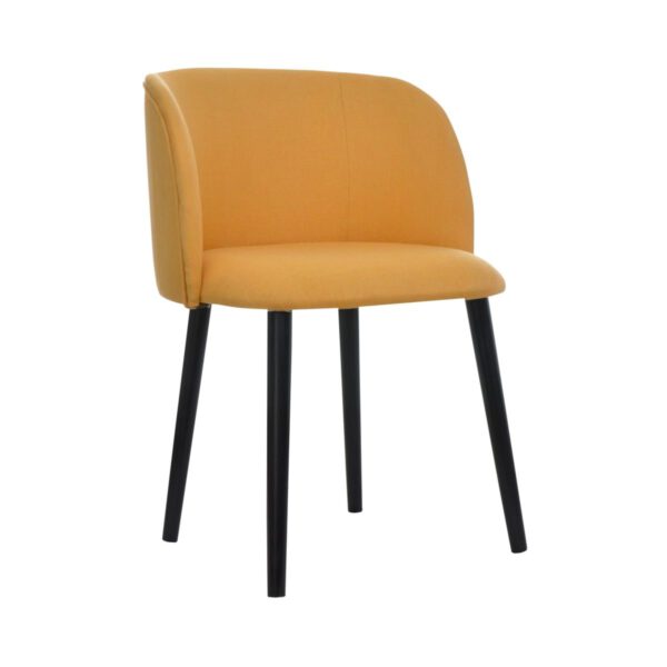 Fotel żółty welurowy nowoczesny do salonu na drewnianych nogach Livia