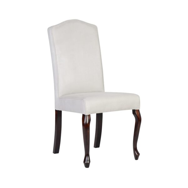 Krzesło beżowe welurowe tapicerowane do salonu na drewnianych nogach Ludwik