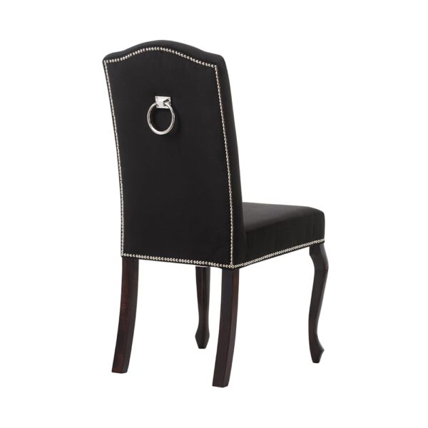 Krzesło czarne tapicerowane do salonu na drewnianych nogach Ludwik