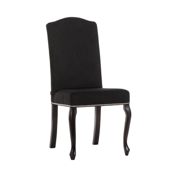 Krzesło czarne welurowe tapicerowane do salonu na drewnianych nogach Ludwik