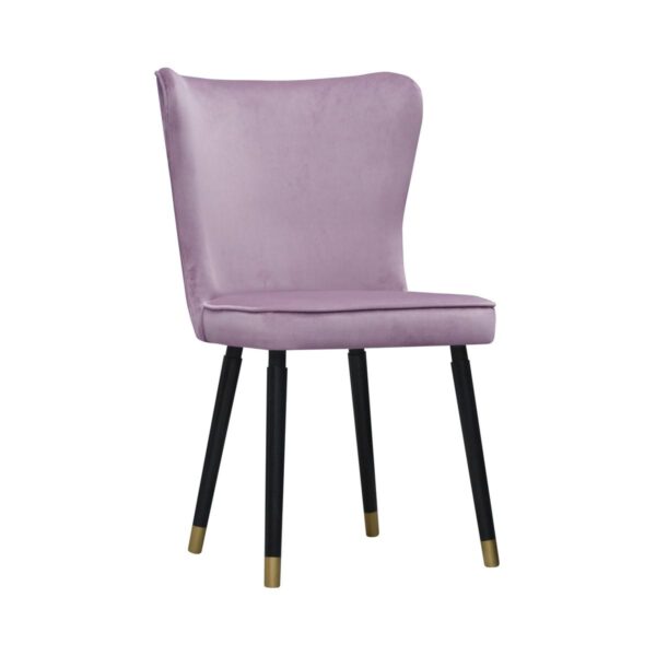 Krzesło fioletowe welurowe tapicerowane do jadalni na drewnianych nogach Monti