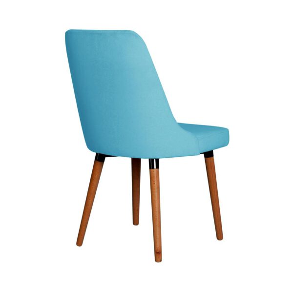 Krzesło niebieskie tapicerowane do salonu na drewnianych nogach Lorenzo