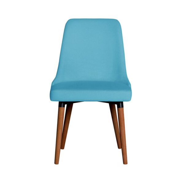 Krzesło niebieskie tapicerowane welurowe do salonu na drewnianych nogach Lorenzo