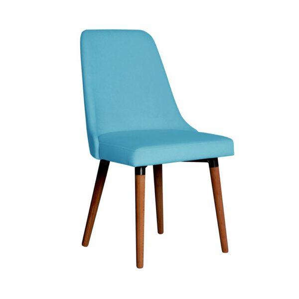 Krzesło niebieskie welurowe tapicerowane do salonu na drewnianych nogach Lorenzo