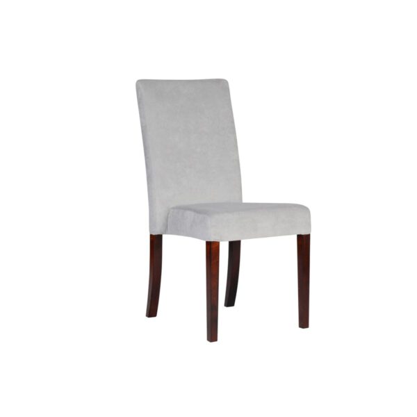 Krzesło szare welurowe tapicerowane do jadalni na drewnianych nogach Sztaplowane