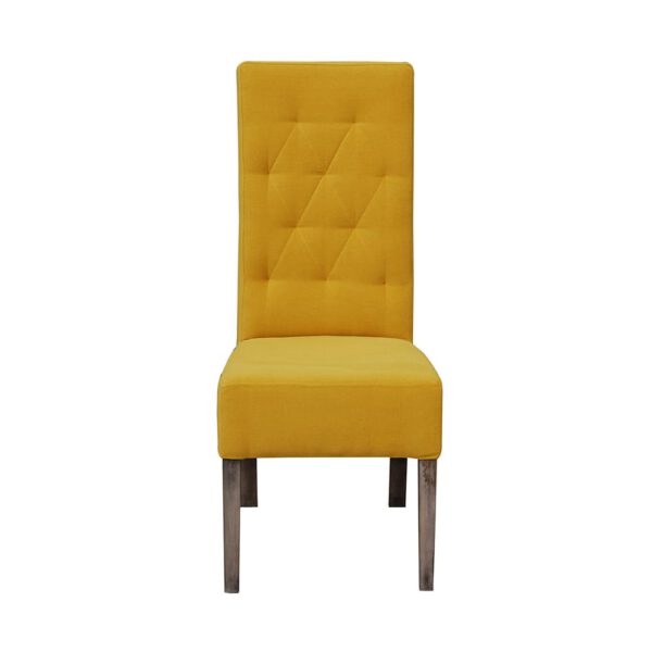 Krzesło żółte tapicerowane do jadalni Skośne
