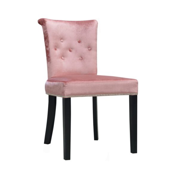 Różowe krzesło tapicerowane do jadalni na drewnianych nogach Largo