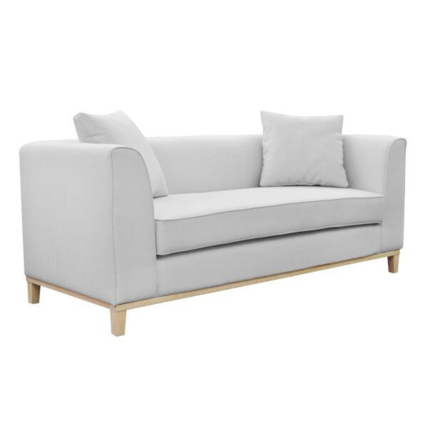 Sofa jasnoszara nowoczesna na drewnianych nogach Margo