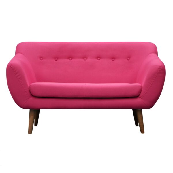 Sofa różowa nowoczesna do poczekalni na drewnianych nogach Titino II