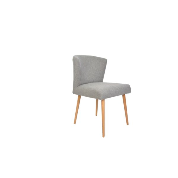 Szare krzesło tapicerowane do jadalni na drewnianych nogach Lux