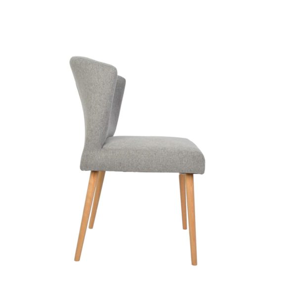 Szare krzesło tapicerowane na drewnianych nogach Lux