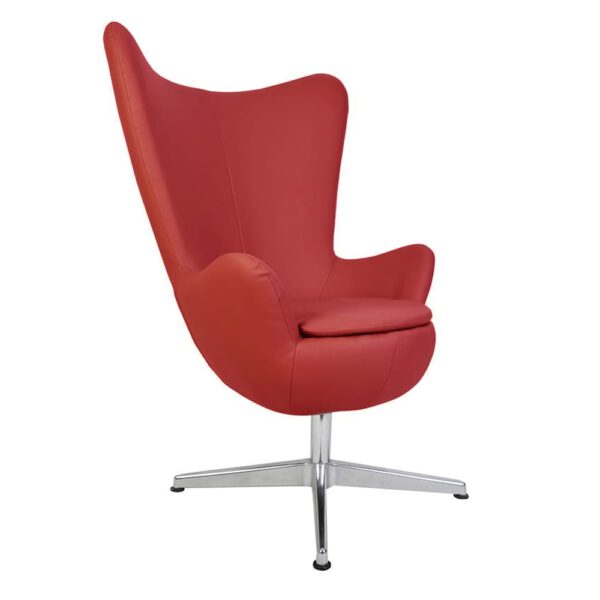 Fotel czerwony nowoczesny do salonu na metalowej nodze Egg