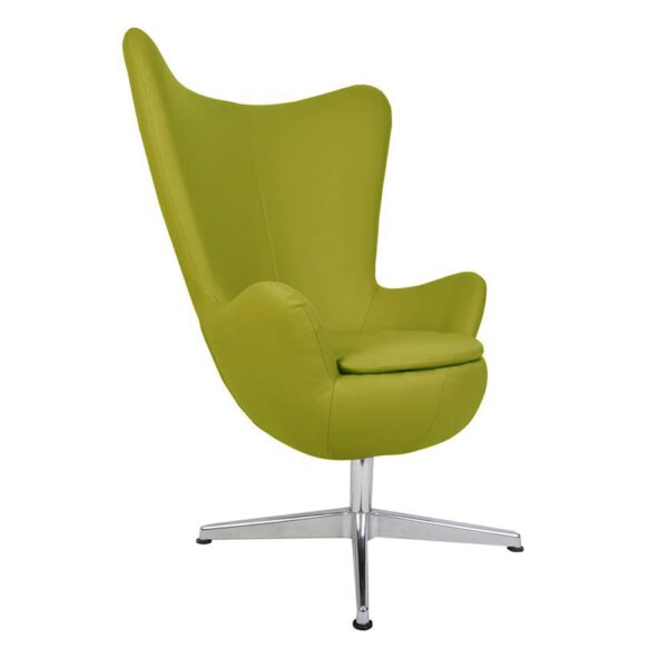 Fotel zielony nowoczesny do salonu na metalowej nodze Egg