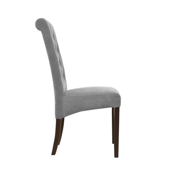 Krzesło szare welurowe tapicerowane na drewnianych nogach Rollback