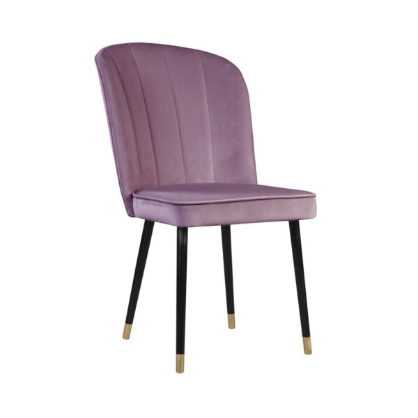 Fioletowe krzesło tapicerowane do jadalni na drewnianych nogach Matylda