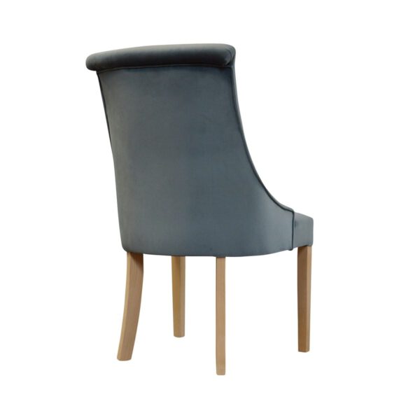 Grafitowe krzesło tapicerowane na drewnianych nogach Cristal