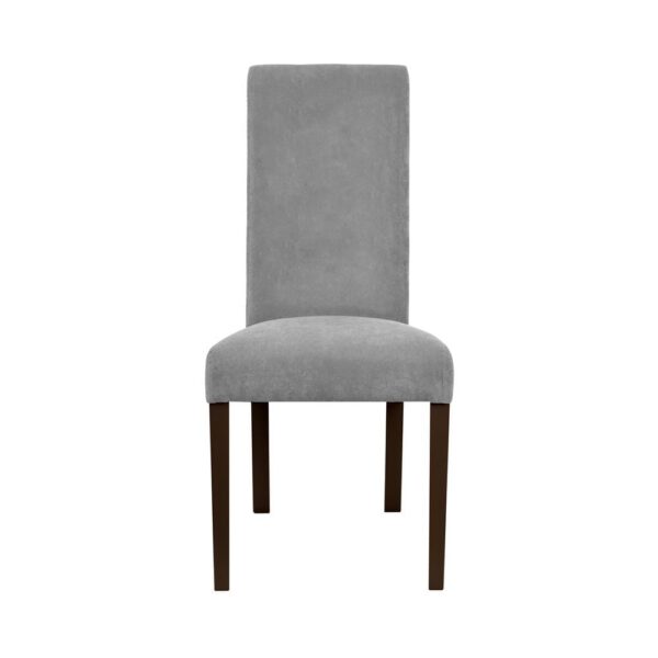 Krzesło szare welurowe tapicerowane do jadalni Rollback Gładki