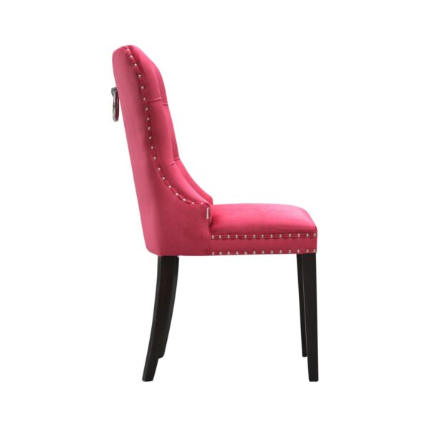 Różowe krzesło tapicerowane na drewnianych nogach Cassy