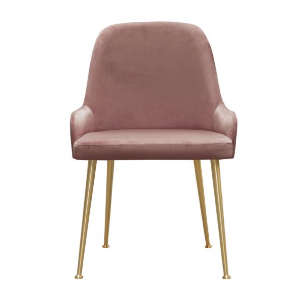 Krzesło różowe tapicerowane welurowe do salonu na złotych nogach Jasmine