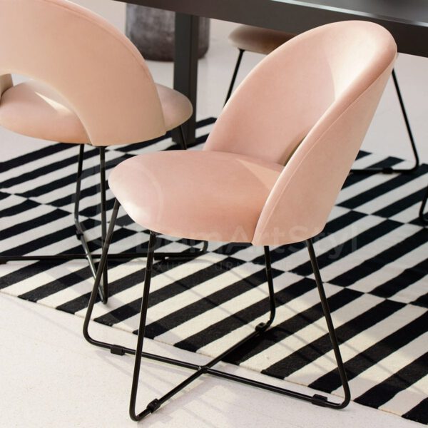 Krzeslo welurowe tapicerowane do jadalni Demi
