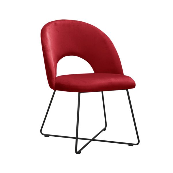 Czerwone krzesło do jadalni na czarnych nogach Demi