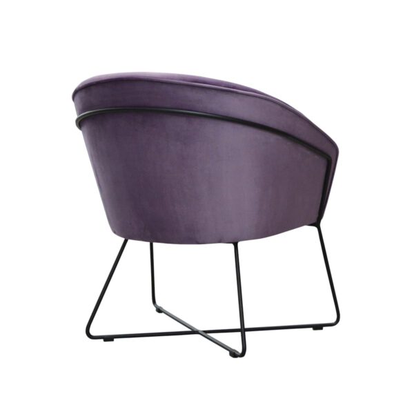 Fotel fioletowy welurowy do salonu na metalowych nogach Melania