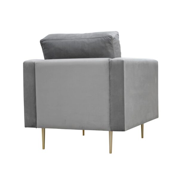 Modern gray armchair for the living room on golden legs Cabo