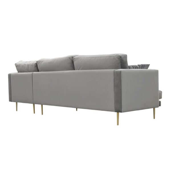Modern gray corner sofa for the living room on golden Cabo legs