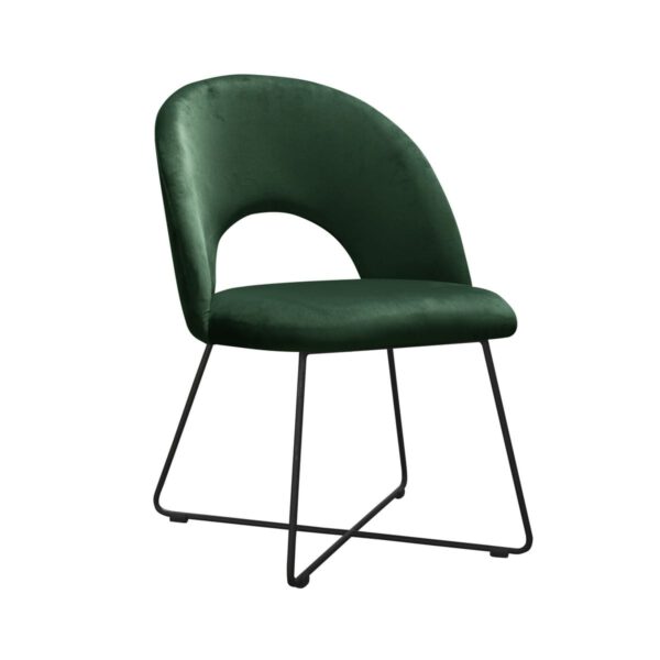 Zielone krzesło do jadalni na czarnych nogach Demi