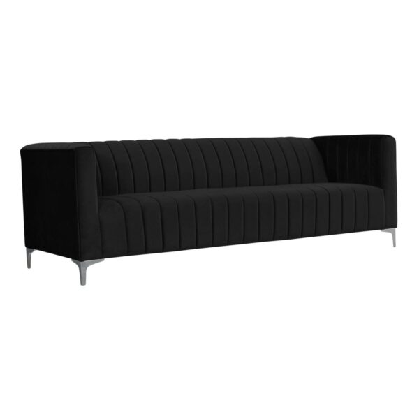 Sofa czarna welurowa nowoczesna do poczekalni na metalowych nogach Aveiro III