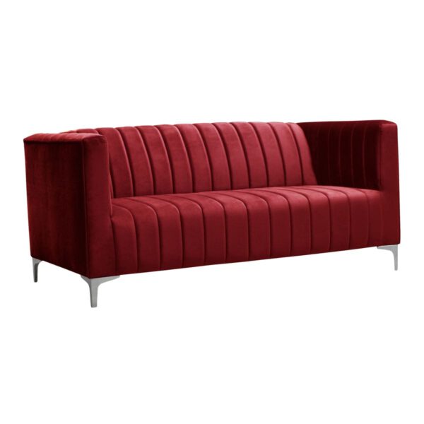 Sofa czerwona welurowa nowoczesna do poczekalni na metalowych nogach Aveiro II
