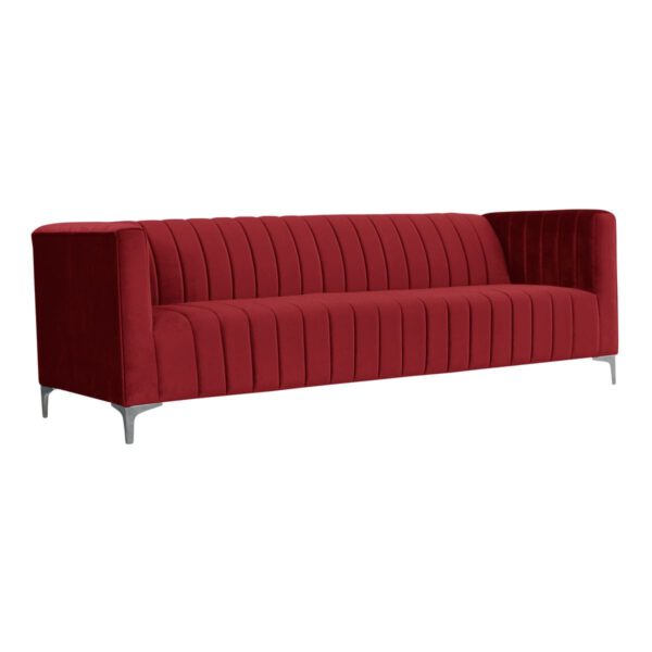 Sofa czerwona welurowa nowoczesna do poczekalni na metalowych nogach Aveiro III
