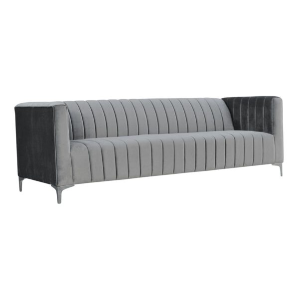 Sofa szara welurowa nowoczesna do poczekalni na metalowych nogach Aveiro III
