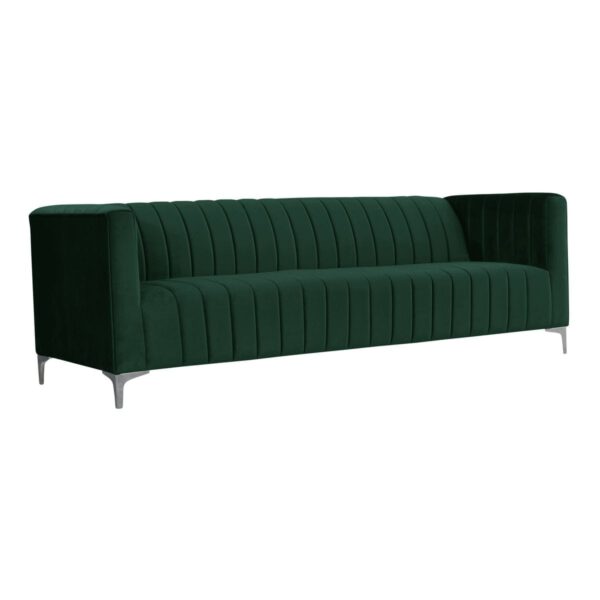 Sofa zielona welurowa nowoczesna do poczekalni na metalowych nogach Aveiro III