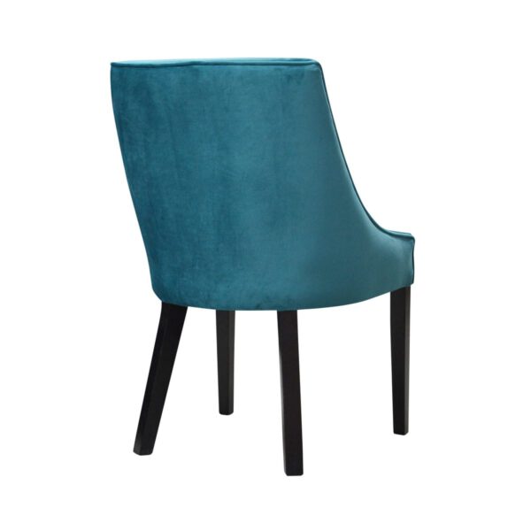 Venmia blue velvet dining chair with wooden legs