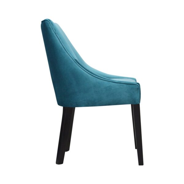 Venmia blue velvet upholstered chair on wooden legs