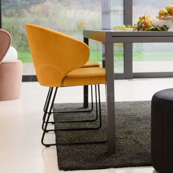 Modern yellow velvet dining chair