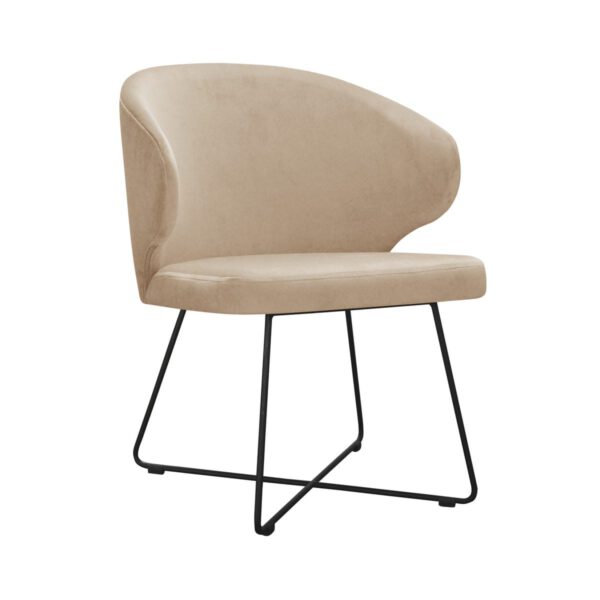 Atlanta Cross beige upholstered kitchen chair with black legs