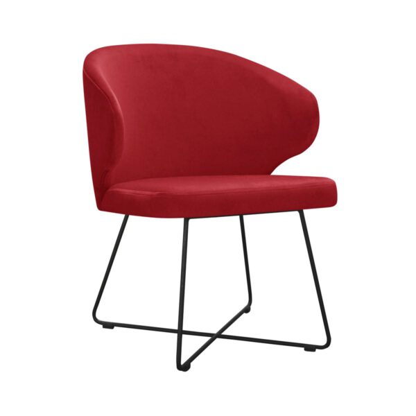 Czerwone krzesło tapicerowane do kuchni na czarnych nogach Atlanta Cross