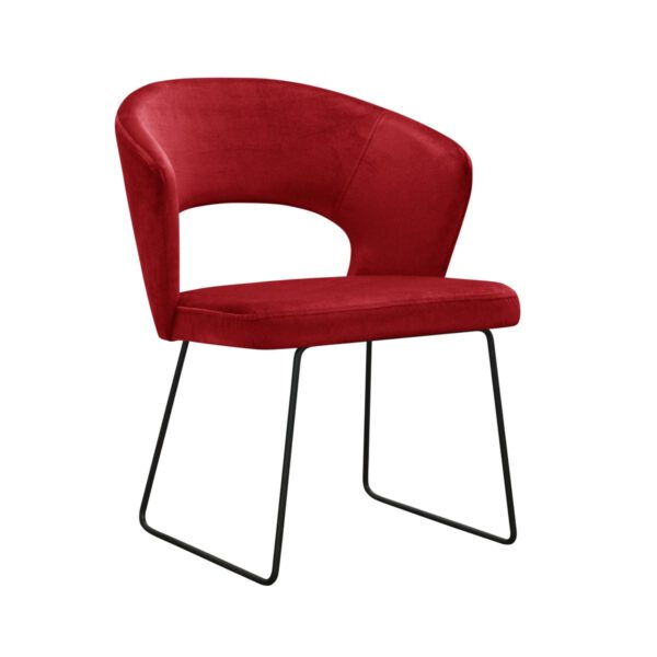 Czerwone krzesło tapicerowane do kuchni na czarnych nogach Boston Ski