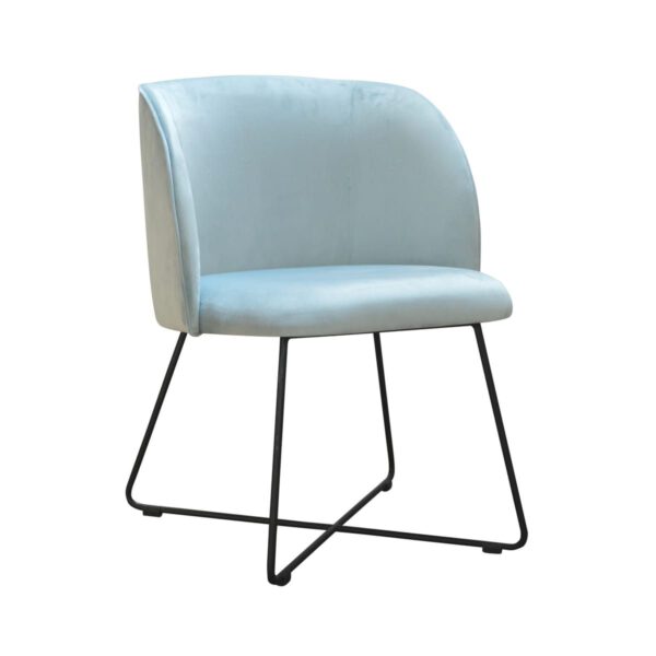 Fotel błękitny welurowy nowoczesny do salonu Livia Cross